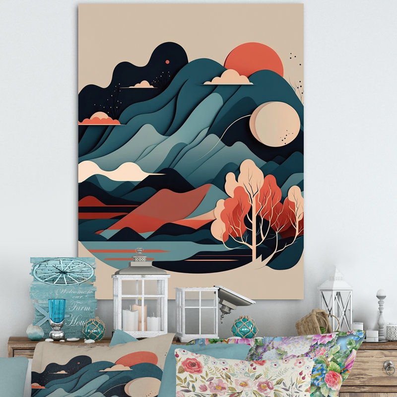 Pleine lune blanche sur les montagnes IV - reproduction sur toile, H 20 po x l 12 po x P 1 po, Toile tendue