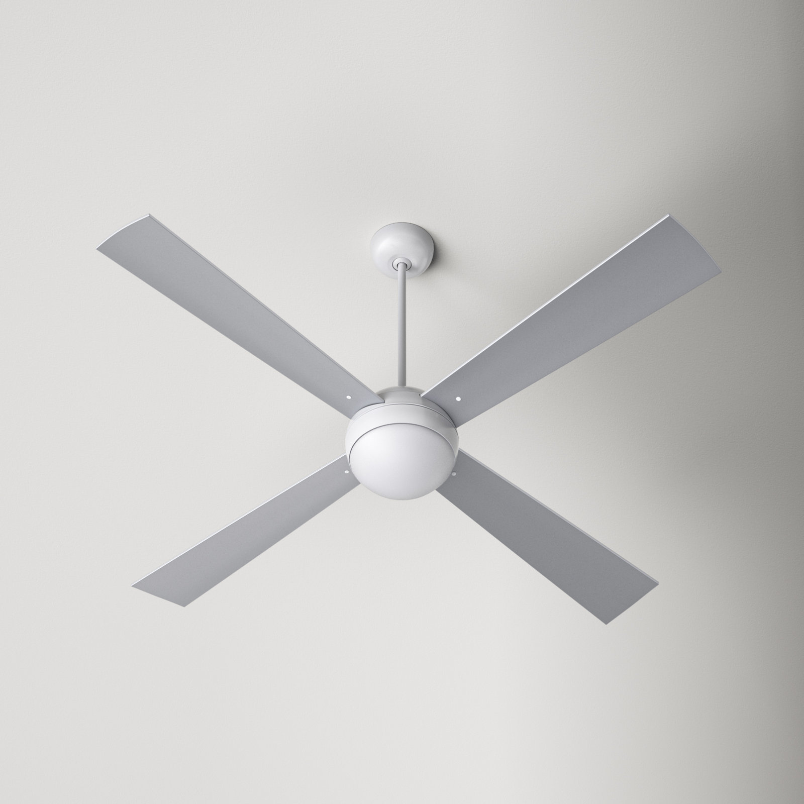 Ball 52" Ceiling Fan with LED Light Kit, Gloss White, Handheld Remote Control (2-wire), Aluminum