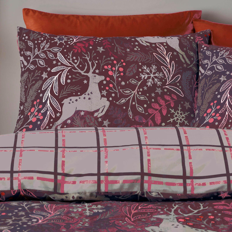 Portfolio Home Winter Stags Duvet Cover Set Animal Print Duvet Cover with Pillow Shams and Pillowcases