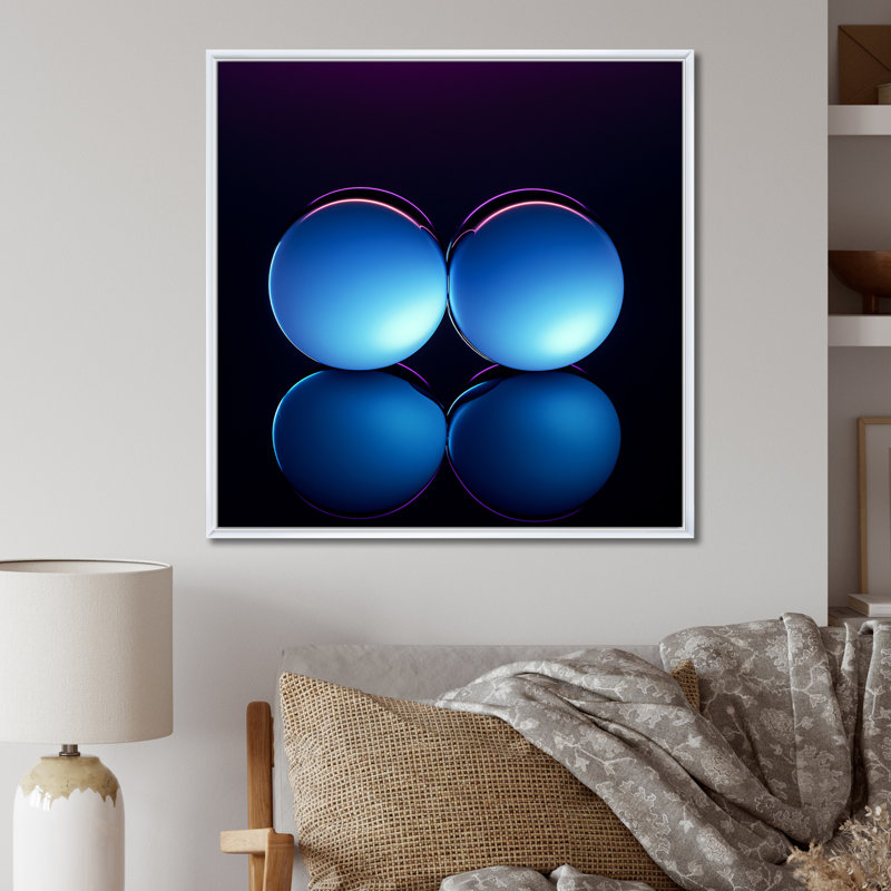 Serenity Circlescapes Kind of Blue I - reproduction sur toile, H 30 po x l 30 po x P 1 po, Cadre flottant blanc