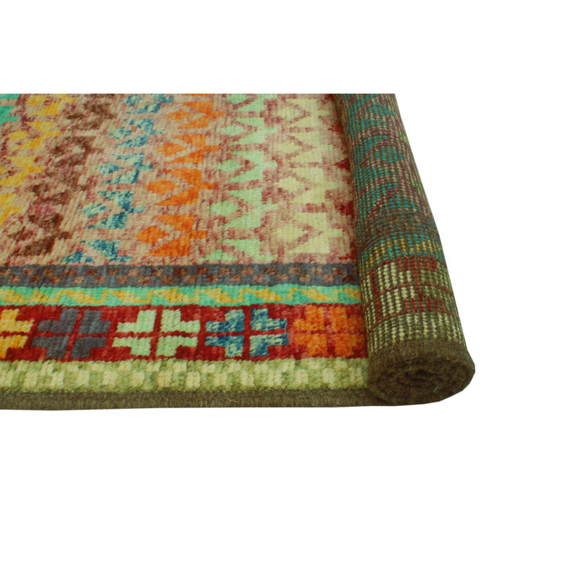 One-of-a-Kind 4'10" x 6'5" New Age Rectangle Wool Area Rug in Blue and Red