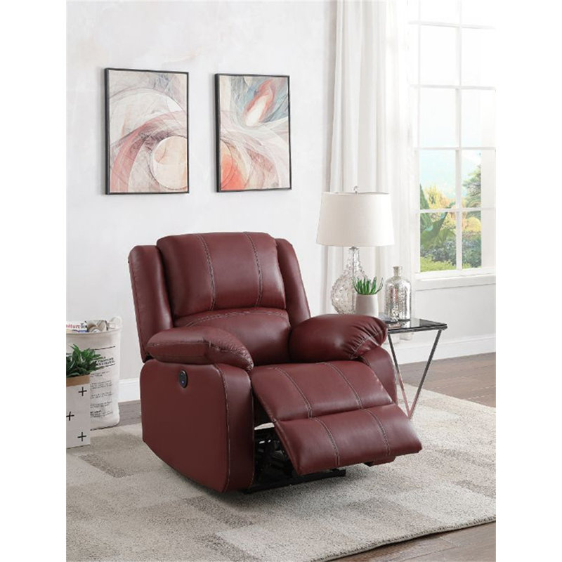 Fauteuil inclinable standard en similicuir de 37 po de large à dégagement zéro, Similicuir rouge