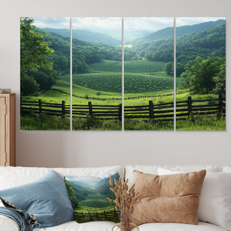 «Green Peaceful Valley III», ensemble d'art mural sur toile, H 28 po x l 48 po