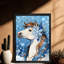 Reproduction d'art encadré noir avec oreilles enneigées et chevaux épinglés aux flocons de neige-352910133