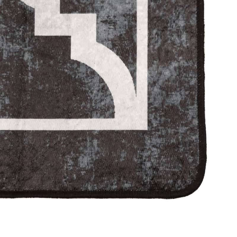 Haraldur Rug Washable Black and White Anti Slip, Rectangle 80 x 300 cm
