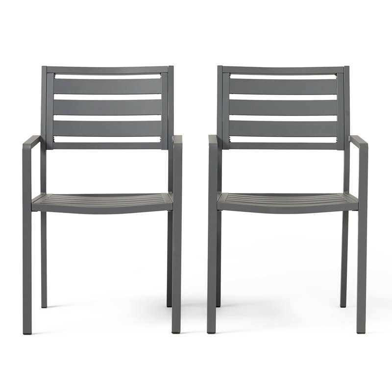 Chaise de salle à manger d'extérieur moderne en aluminium (ensemble de 2)