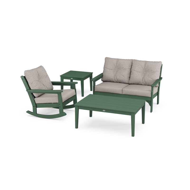 Vineyard 4-Piece Deep Seating Rocker Set, Cast Ash, Green