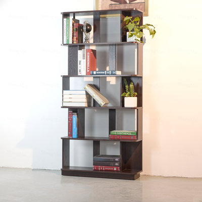 Bibliothèque gratuite à 5 niveaux avec étagère de rangement en bois aggloméré moderne pour le salon, le bureau à domicile et la bibliothèque