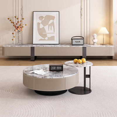 Table basse ronde moderne en marbre