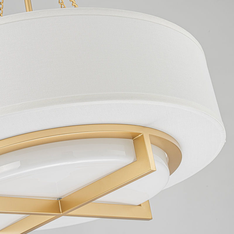 4-Light Dimmable Drum Fabric Chandelier