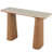 Cole And Grey Wood Console Table With Rectangle Beige Marble Tabletop