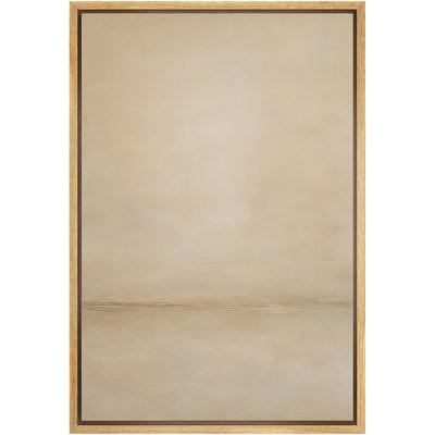 Soft Beige Horizon Minimal Abstract Neutral Wall Decor – Pictures Framed Canvas Print Wall Art