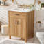 Meuble-lavabo de salle de bain avec structure en bois massif, tablette réglable-1838725293