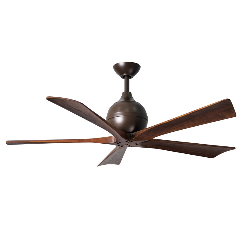 5 - Blade Standard Ceiling Fan with Remote Control, Textured Bronze, Walnut, 52"