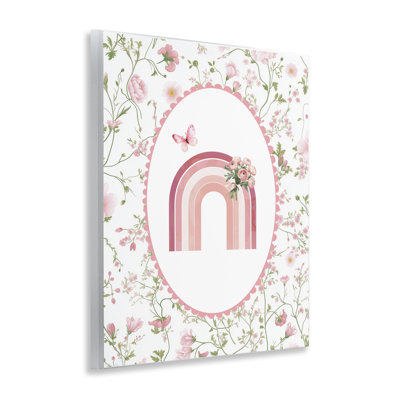 Delicate Florals & Rainbow Wall Plaque, design by Christine Simpson Art
