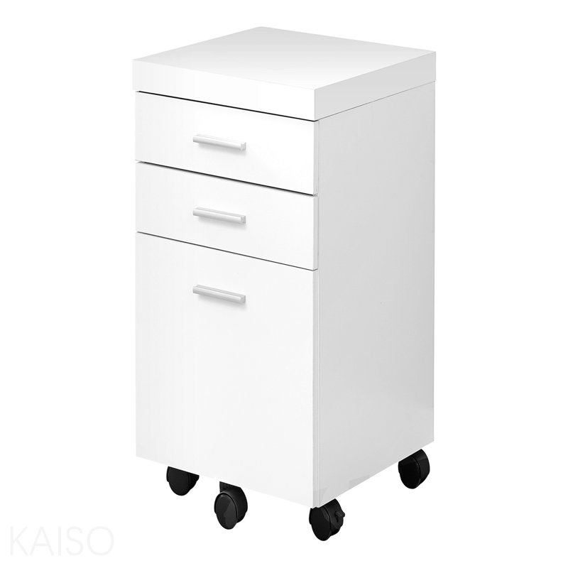 Contemporary Rolling Mobile File Cabinet With Storage Drawers & Printer Stand For Modern Office, White