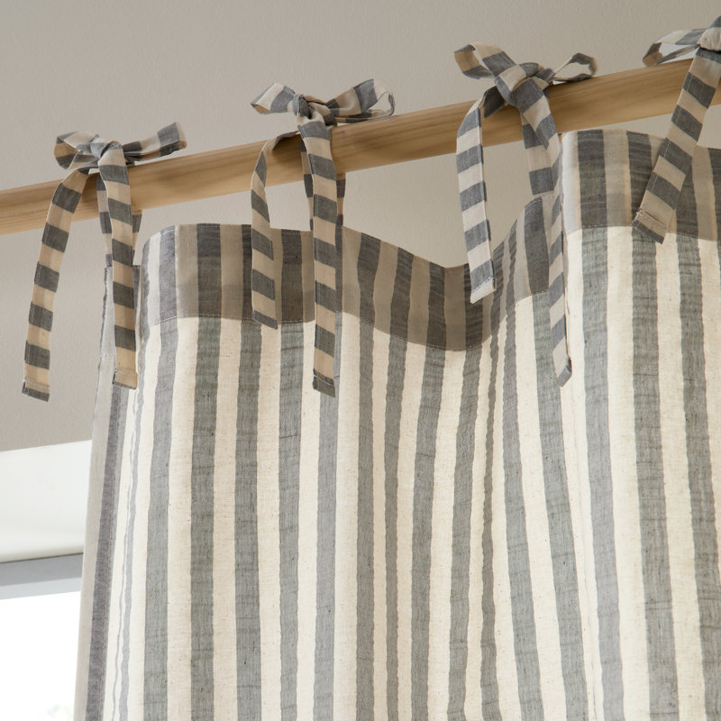 Cotton Blend Semi Sheer Single Curtain Panel, Grey, 140x229cm