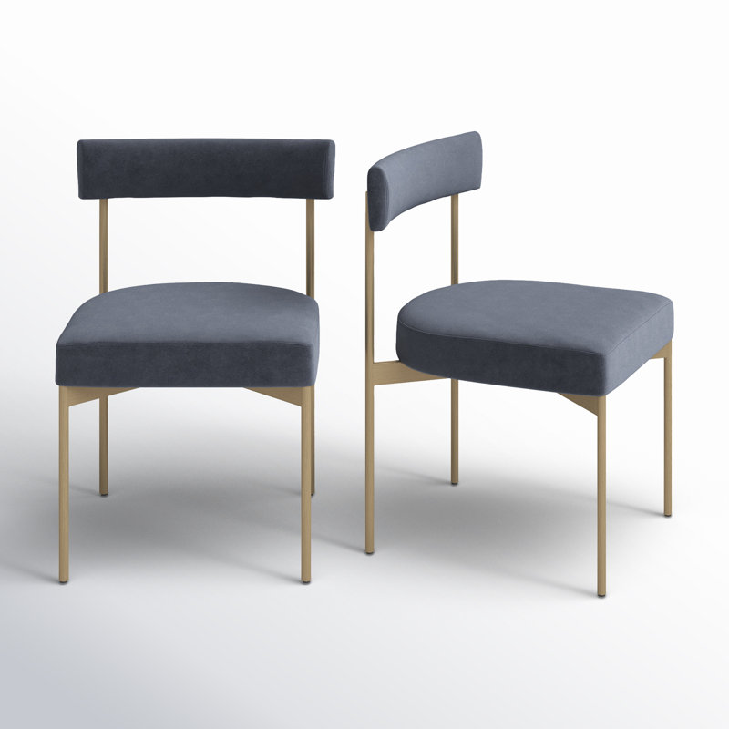 Freida 19.75'' H Upholstered Side Chair, Antique Brass, Slate Velvet