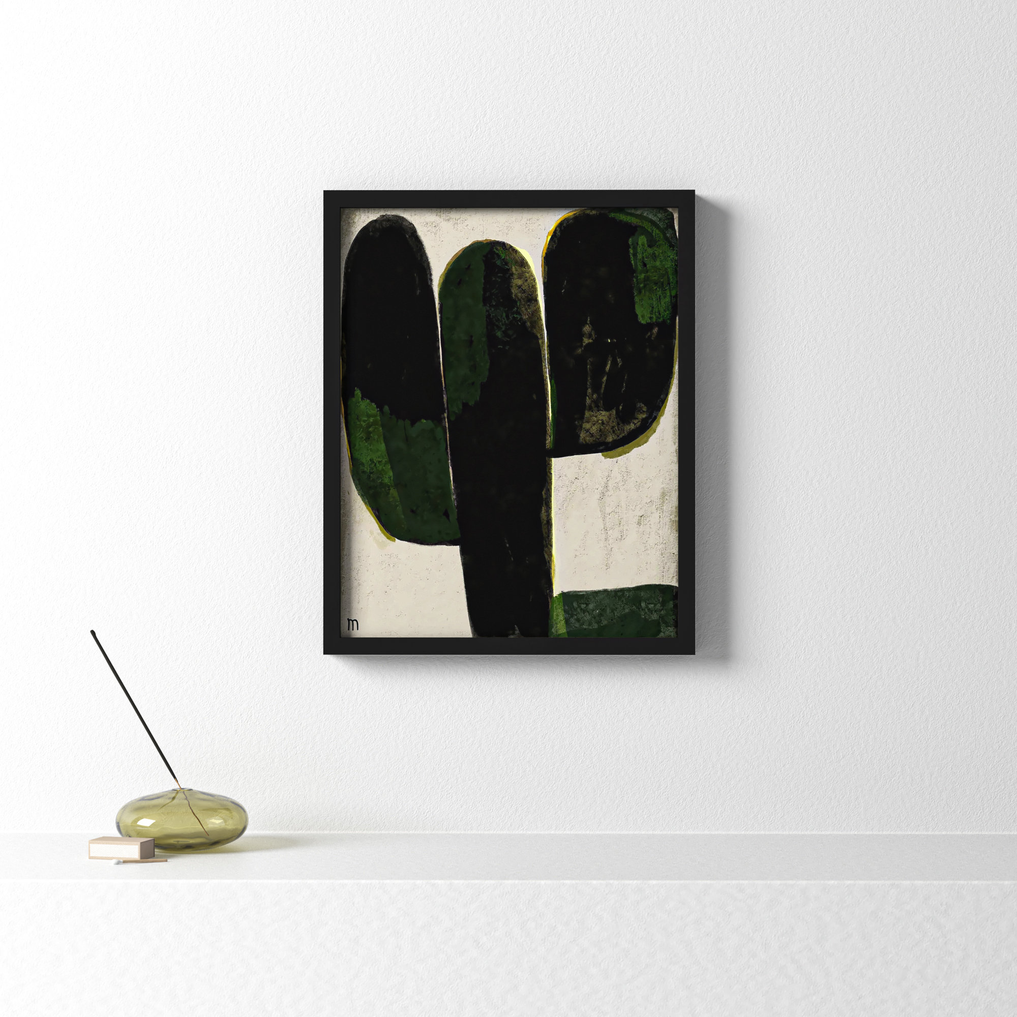 Succulent #1 by StudioM, 20" H x 16" W x 1.25" D, Black