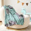 Jeté en flanelle bleue molletonnée avec imprimé nénuphar simple-131466738