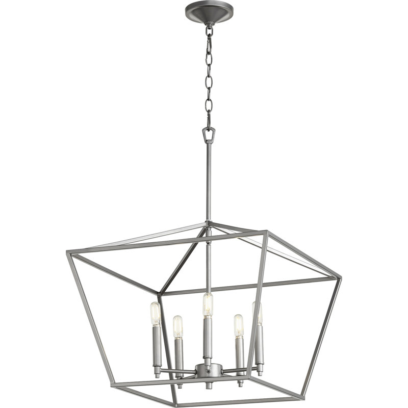 Arletta 5 - Light Dimmable Lantern Chandelier, Classic Nickel