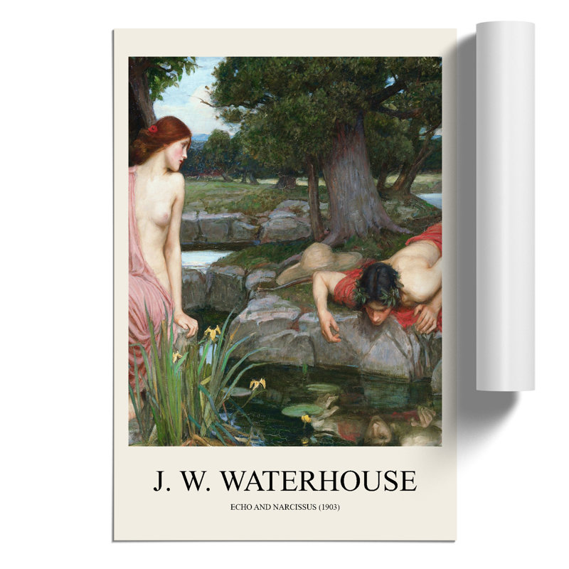Echo and Narcissus Print by John William Waterhouse - Frameless Print, 42cm H x 30cm W x 0.1cm D