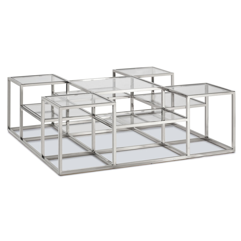 Silver Frame Square Glass Top Coffee Table