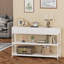 Console avec 3 tiroirs en tissu, canapé avec cadre en métal et 2 tablettes pour le salon et le couloir-1735081049