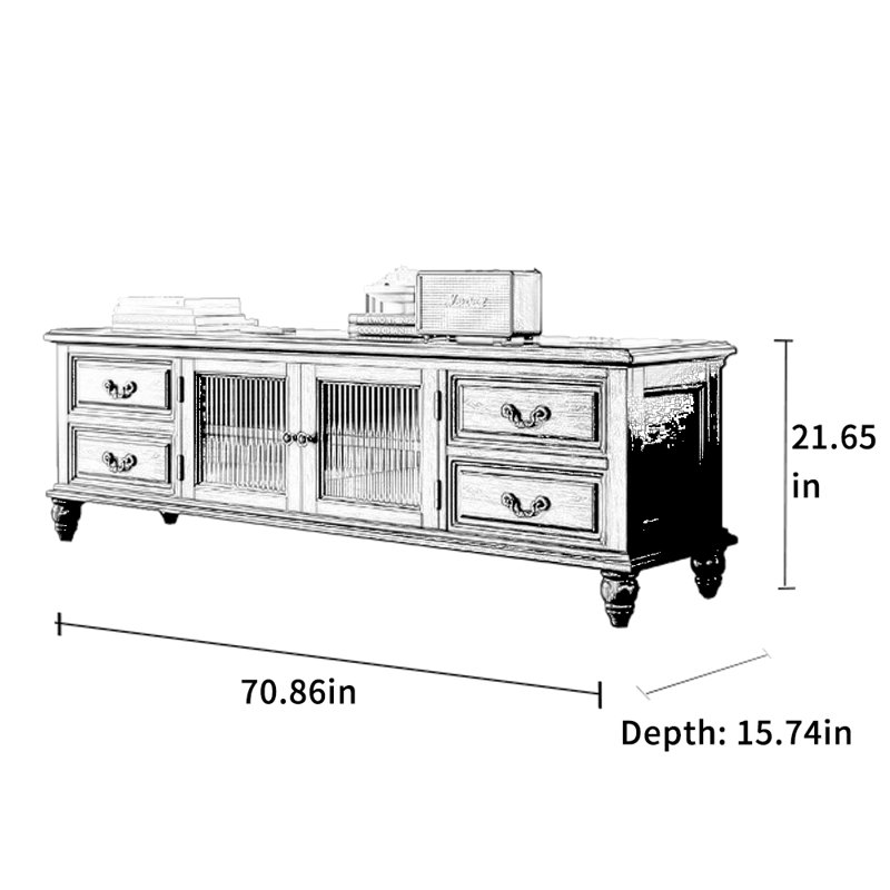 Meuble télé en bois massif cerisier