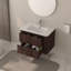 Meuble-lavabo mural 30 po avec lavabo flottant à deux tiroirs avec lavabo intégré en céramique blanche