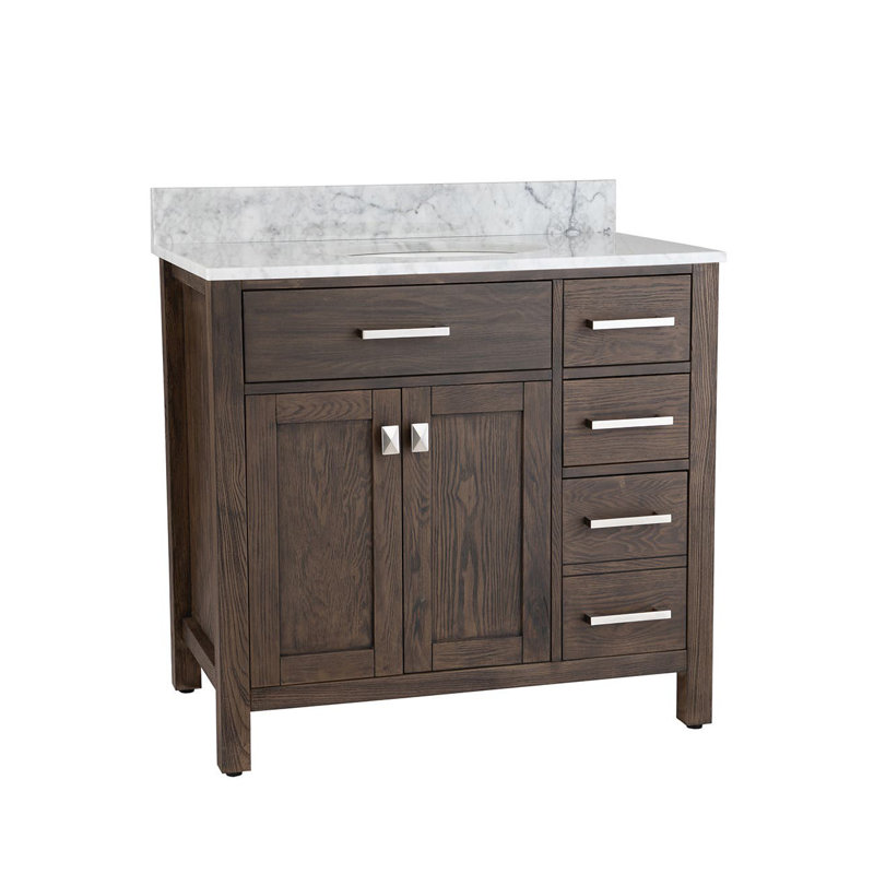 Ensemble de meuble-lavabo simple 36 po Mason Hill, Chêne foncé, Blanc
