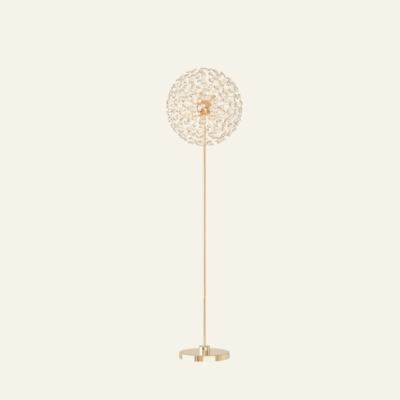 Chic Flower Ball Floor Lamp - Standing Light with Brushed Gold Base for Living Room