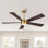 Ventilateur de plafond à 5 pales à DEL à intensité variable et télécommande, moteur CC réversible à 6 vitesses sans bruit