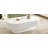 Modern Cream Oval Coffee Table Fluted Drum Design Thick Tabletop White Living Room End Table-1946102633