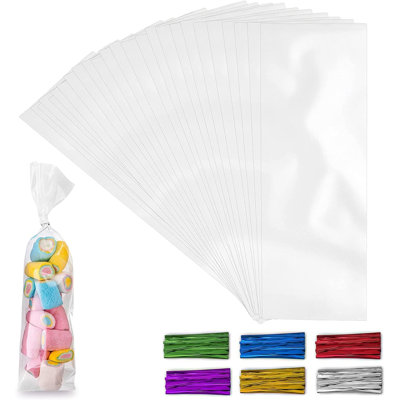 Simple Craft 200 Pack Candy Treat Cellophane Bags Thick Plastic Candy Bags With Ties For Goodie Bags For Candy Cookies & Pastries - 3 x 11 By Zulay