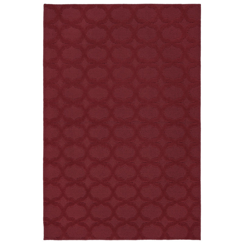 Togut Geometric Tufted Chili Red Area Rug, Rectangle 4' x 6'