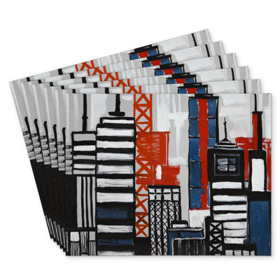 Geometric Towers Polyester Andaluss Set of 6 | Home Decor