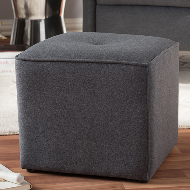 Charea Upholstered Ottoman, Dark Gray Fabric 