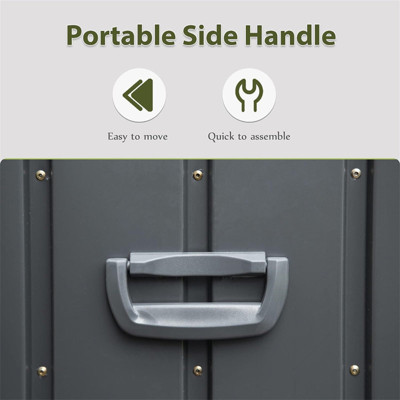 Boîte de rangement extérieure 120 gallons imperméable, H 27,56 po x l 49,41 po x P 24,69 po, Gris foncé