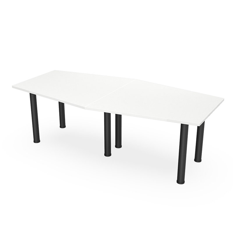 Table hexagonale avec pieds Nyemia, Blanc classique, Noir mat, L 96 po x l 48 po
