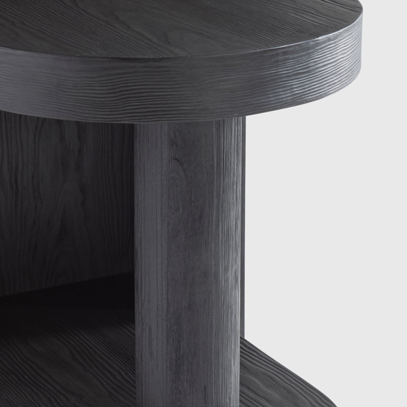 Black Contemporary Free Form Wood End Table