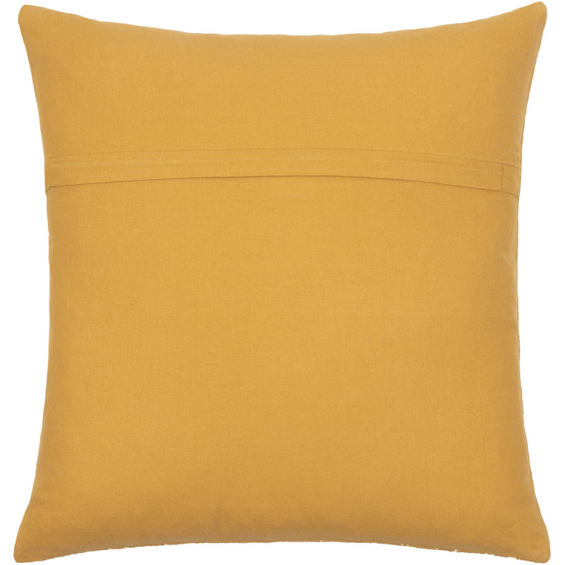 Geometric Cotton Pillow Cover, 22" x 22", Mustard/Beige
