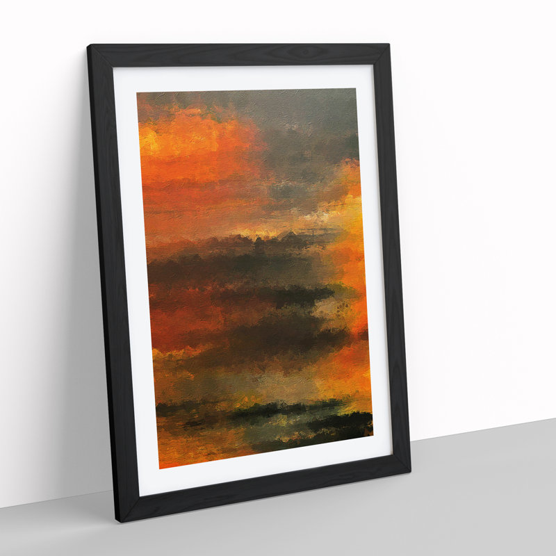 Burnt Ash Abstract - Single Picture Frame Print, Black, 64cm H x 46cm W x 2cm D