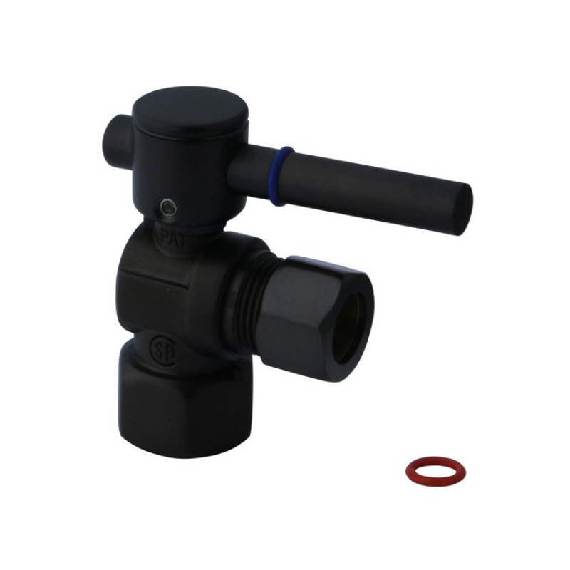 Kingston Brass Fauceture 1/2-Inch FIP x 1/2-Inch OD Comp Quarter-Turn Angle Stop Valve, Oil Rubbed Bronze