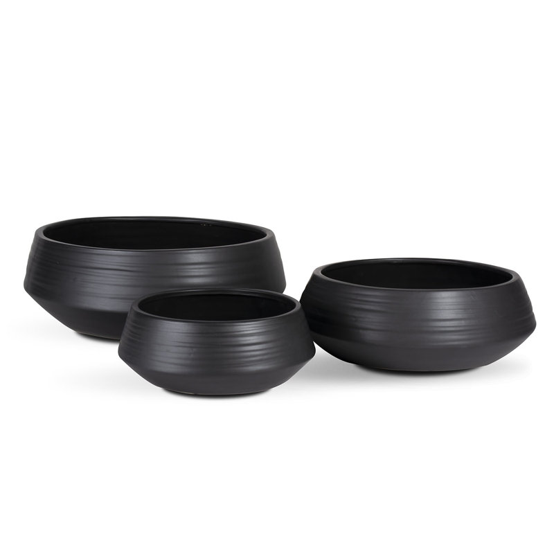 Wimbish Handmade Ceramic Pot Planter, Black, 5" H x 14" W x 14" D