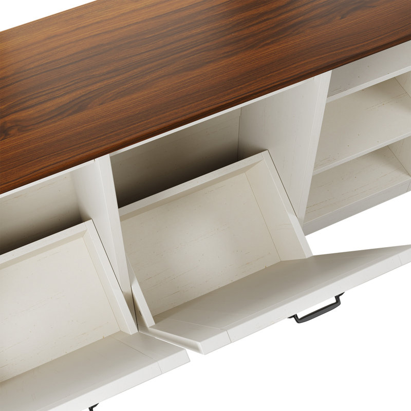 Modern Contemporary Kitchen Cabinet, Multifunction Kitchen Storage, Kitchen Island with 2 Tilt Out Trash Cabinet