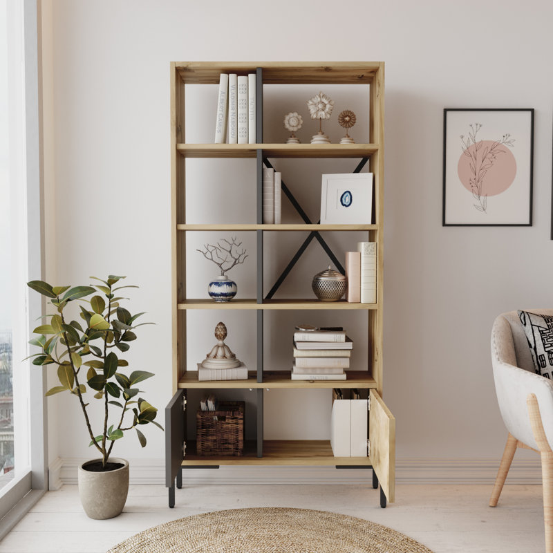 Leonie 160 cm H x 79.6 cm W Standard Bookcase, Yellow
