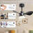 24" Small  Ceiling Fan with Light remote control ,Modern Low Profile black Ceiling Fan, 6-Speeds Quiet Reversible DC motor  for Bedroom,Kitchen