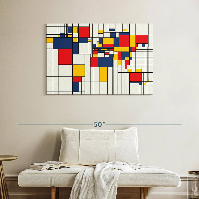 Avery Abstract Squares World Map, 26" H x 39" W