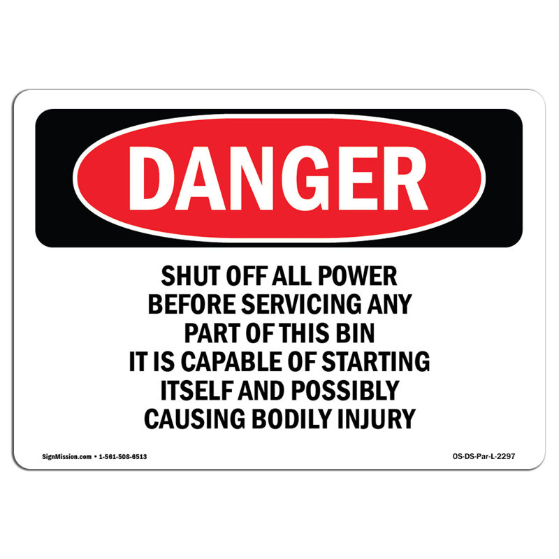Danger Sign, 12" H x 18" W x 0.1" D